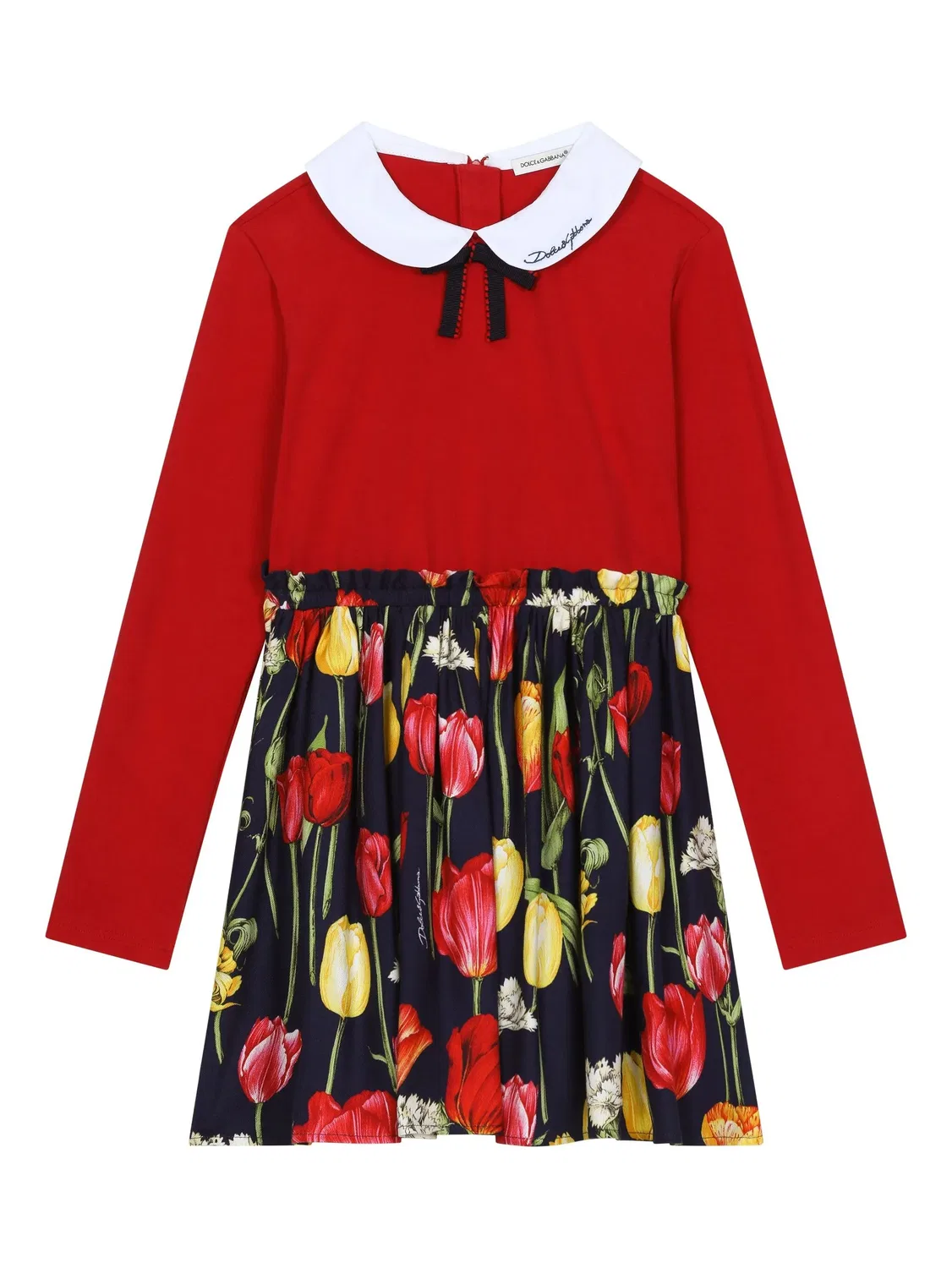 Платье с лепестковым принтом Dolce & Gabbana, красный
