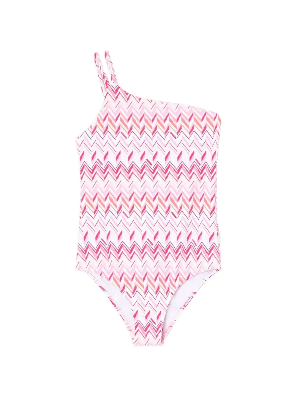 Купальник на одно плечо с зигзагообразным принтом Missoni Kids, белый
