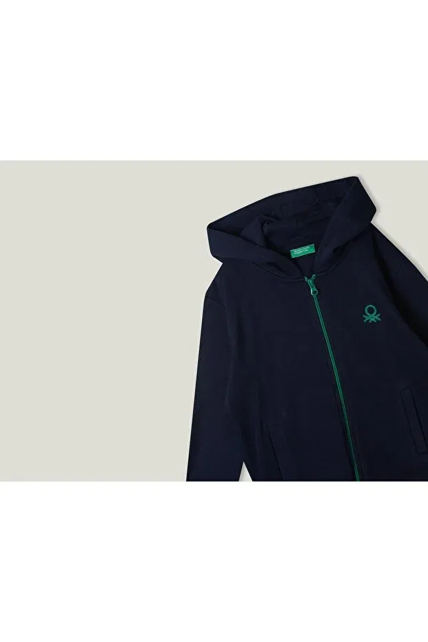 Детская толстовка на молнии для девочек United Colors Of Benetton, Navy Blue — фото 3