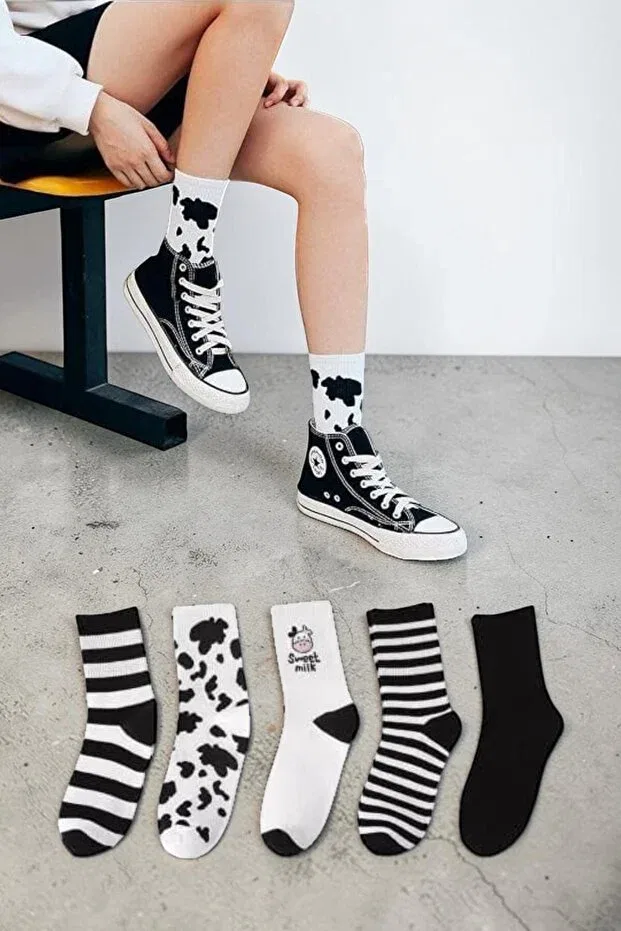 Детский комплект носков с принтом Dalmatian Patterned Esinti, White