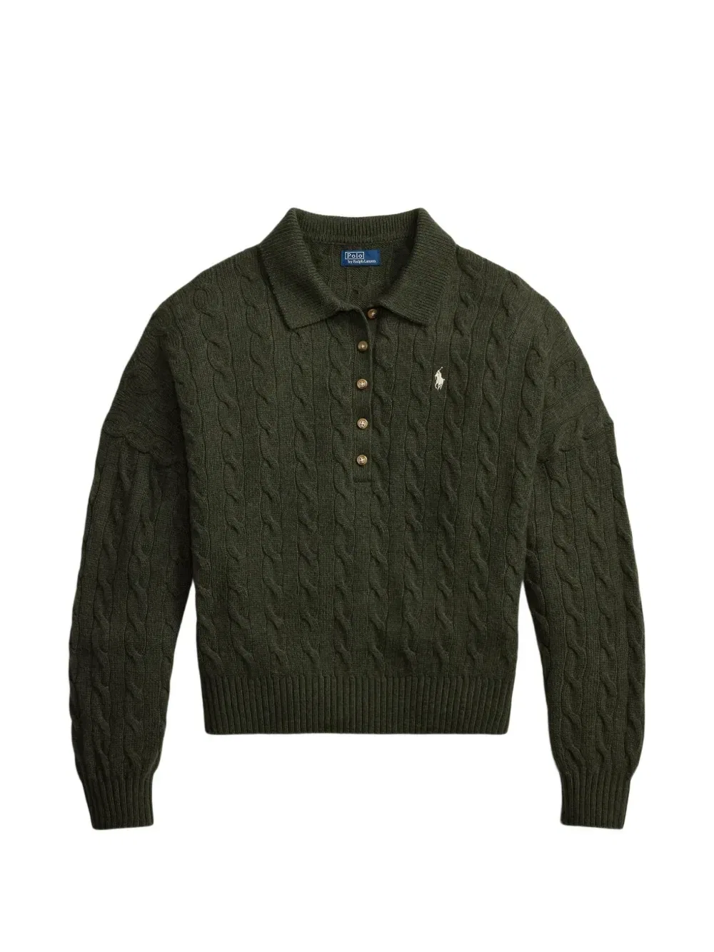 Топ фактурной вязки на пуговицах Polo Ralph Lauren, зеленый