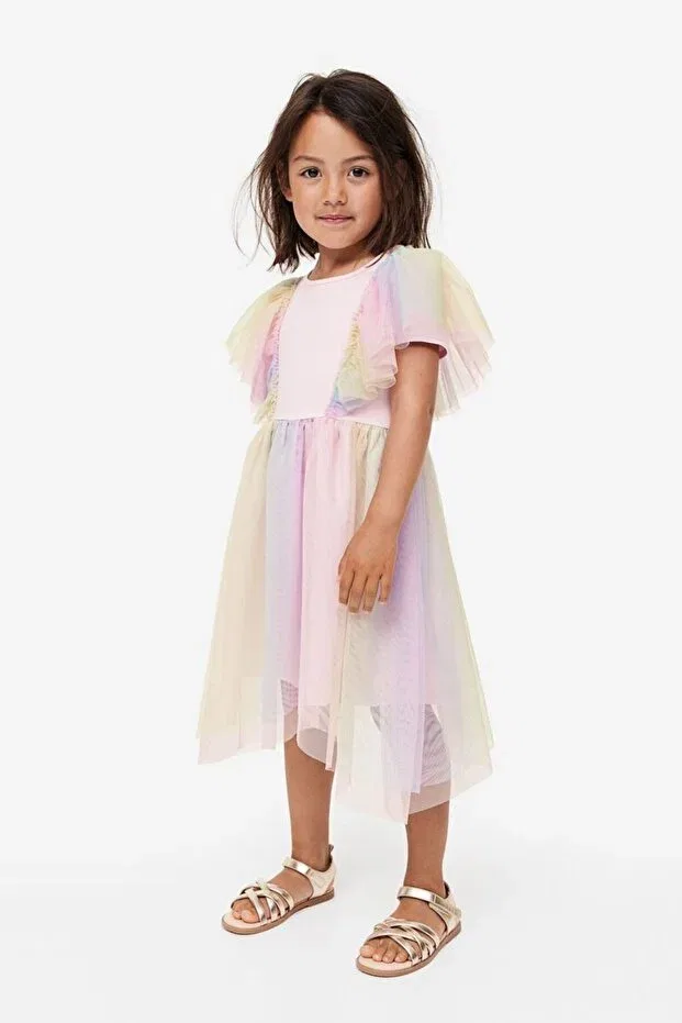Детское платье для девочек с принтом Pink Hippo Kids, Baby Pink — фото 2