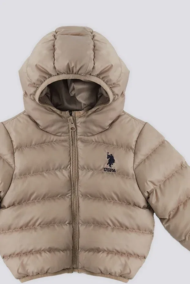 Детское пальто для девочек с капюшоном U.S. Polo Assn., Beige — фото 3