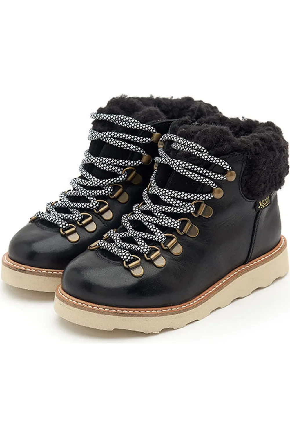 Детские ботинки походные с шерстяным воротником Eddie Wool Young Soles, черный