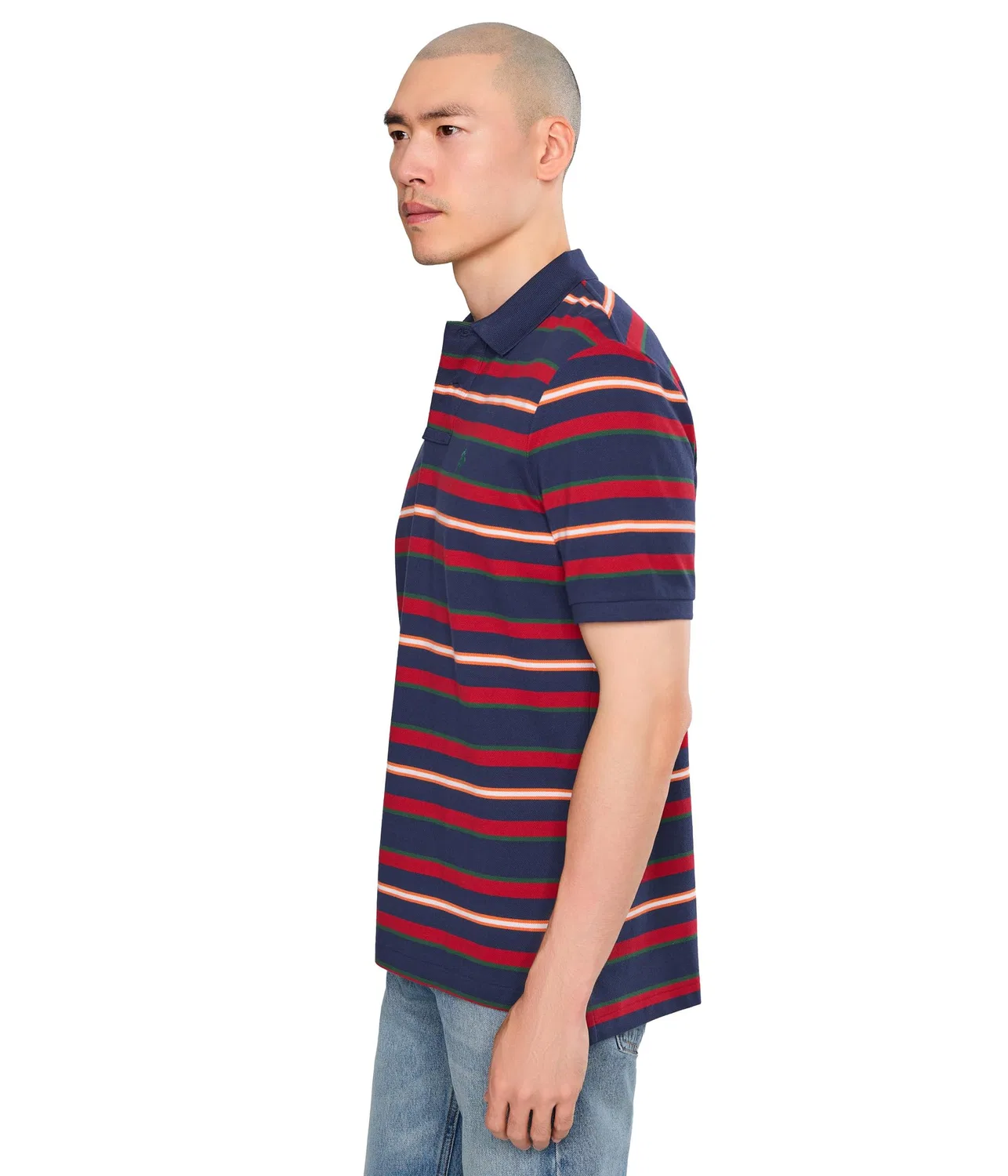 Классическая полосатая сетчатая рубашка-поло Polo Ralph Lauren, Newport Navy Multi — фото 3