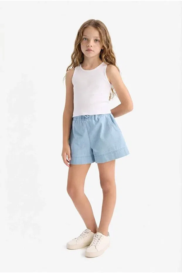 Детские шорты для девочек джинсовые на резинке Elastic waist jean shorts for girls Defacto, Blue-nm39
