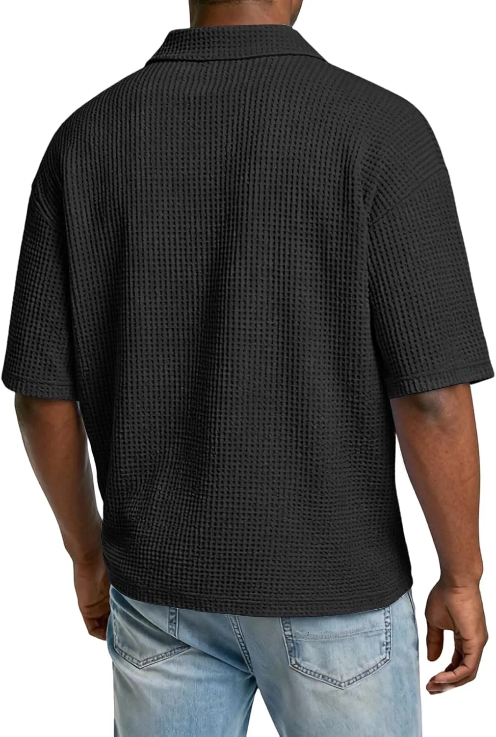 Мужская футболка с воротником на молнии Quarter Zip Generic, Black — фото 4
