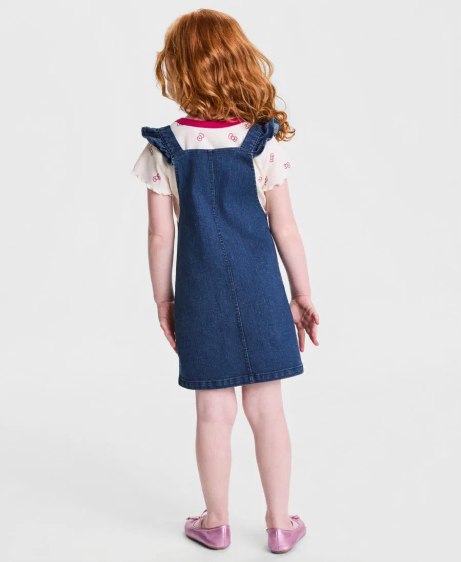Комплект из футболки и джинсового сарафана Hello Kitty, Denim Blue — фото 2