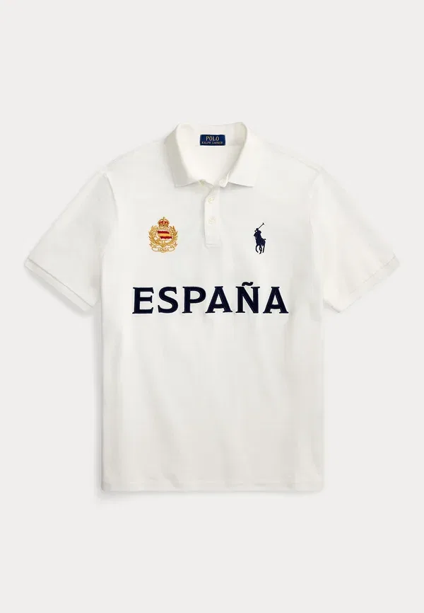 Футболка поло из пике, Classic Fit Spain Polo Shirt, Polo Ralph Lauren, White, белый — фото 4