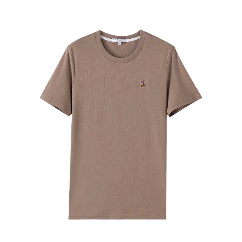 Футболка с круглым вырезом, повседневная, U.S. POLO ASSN., Coffee