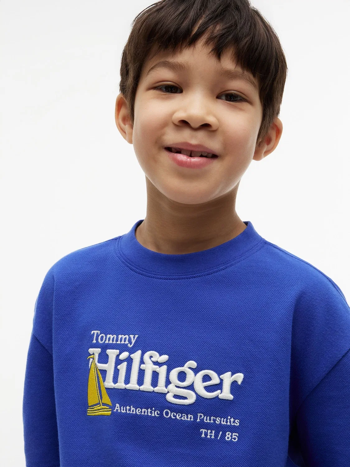 Футболка из пике с вышивкой логотипа Tommy Hilfiger, синяя — фото 3
