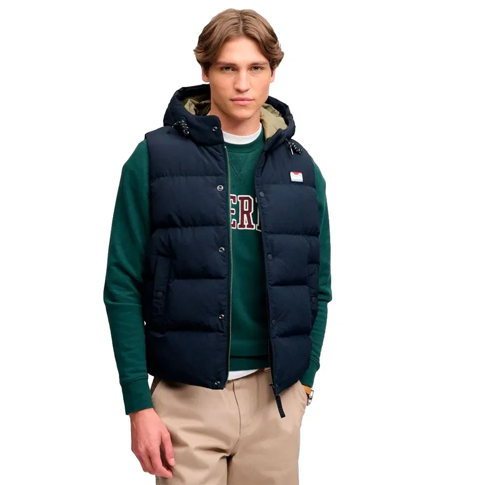 Мужской утепленный жилет с капюшоном Superdry Short Everest, Blue