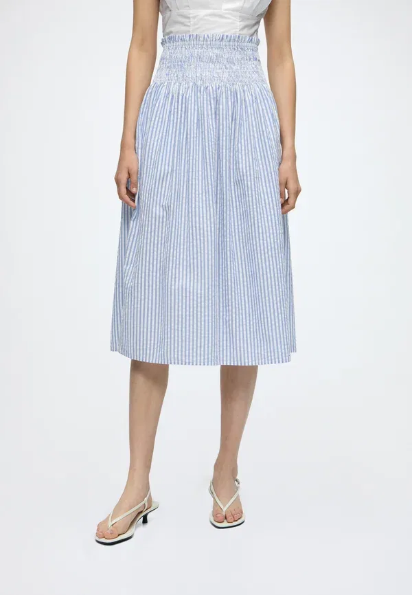 Юбка хлопковая Smocked Skirt Tommy Hilfiger blue spell, White, белый/синий