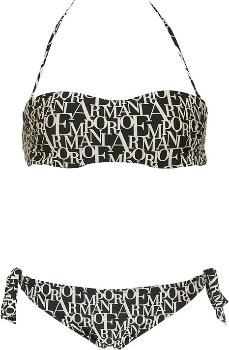 Женский бикини-сет с вышитым логотипом Emporio Armani, Black