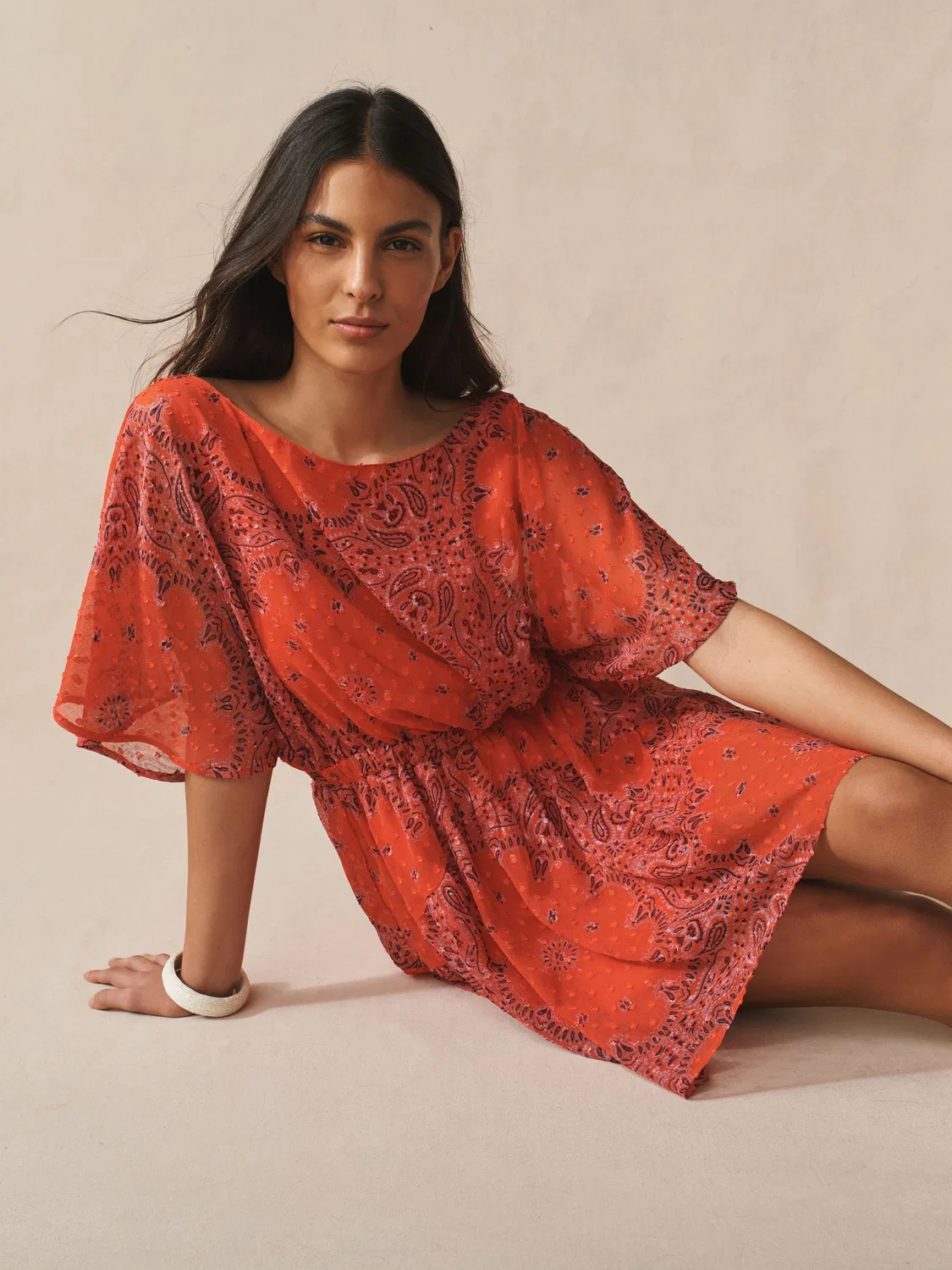 Платье миди с принтом, Red Paisley Print Next, красный