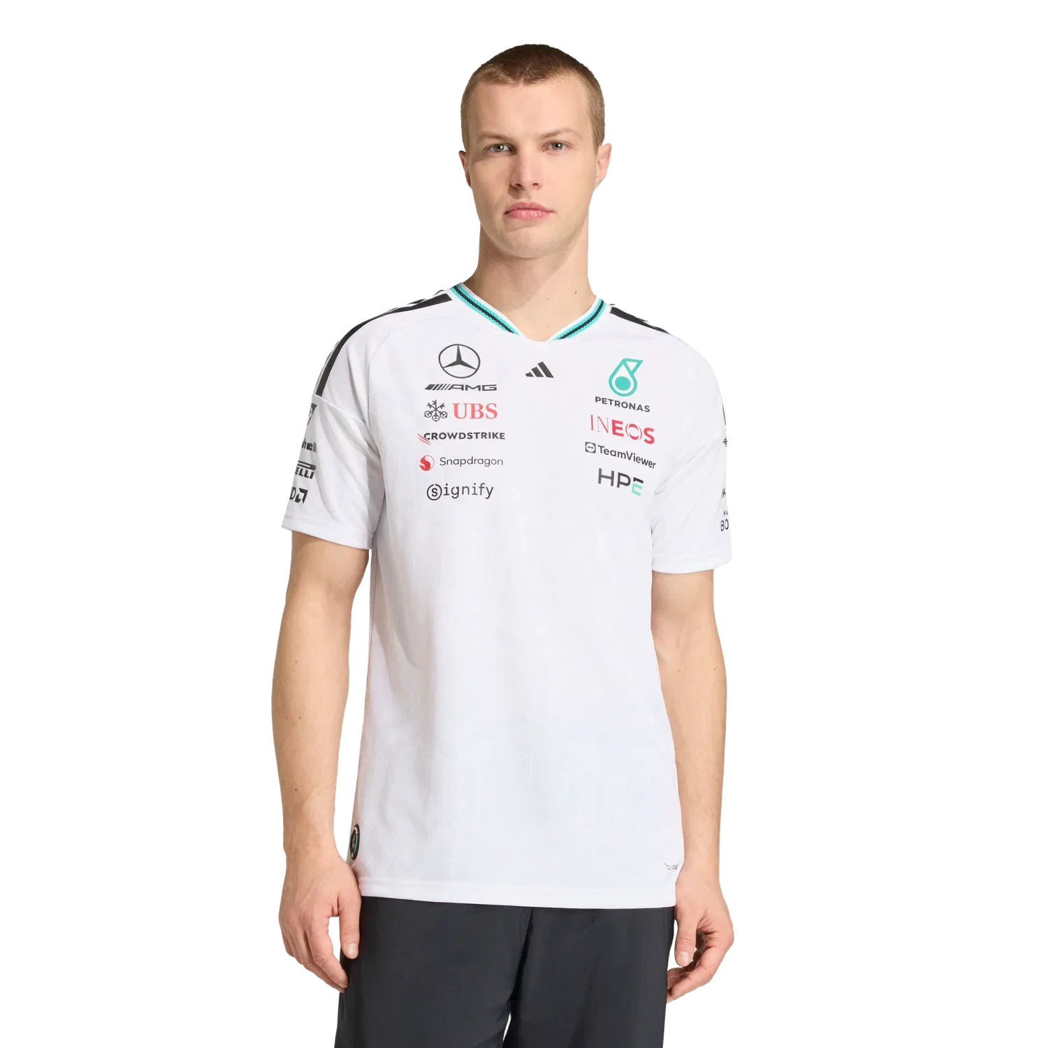 Мужская футболка с длинным рукавом Mercedes AMG Petronas Formula 1 Team Driver Authentic Trikot Adidas, белый — фото 2