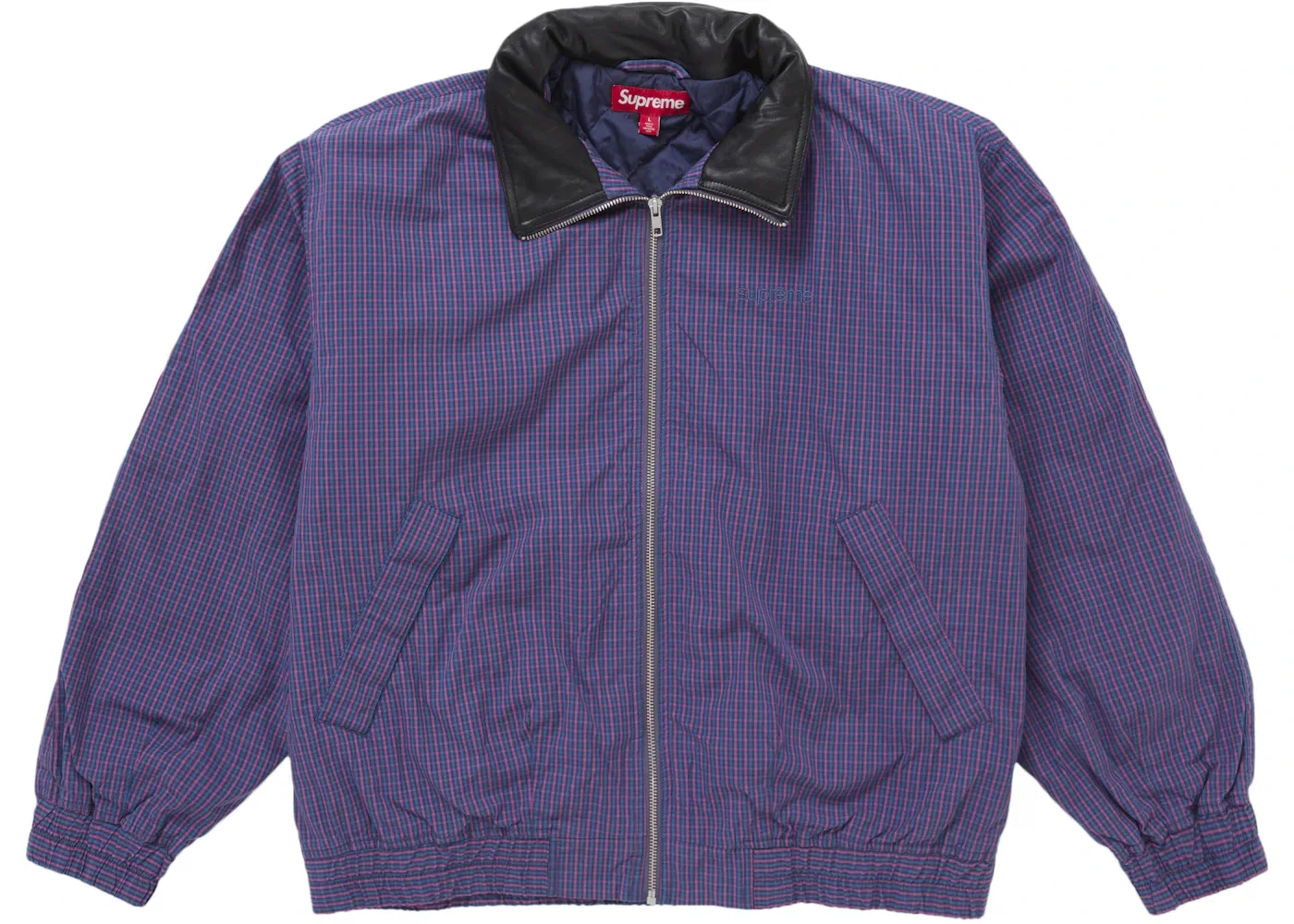 Мужская куртка с воротником из кожи Supreme Jacket (SS25), Blue Plaid