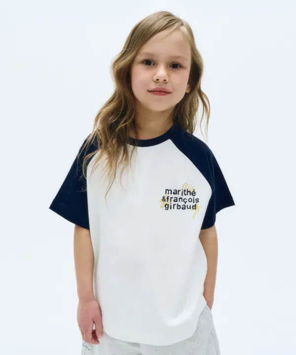 Футболка с логотипом, свободный крой, Marithé Kids, темно-синий