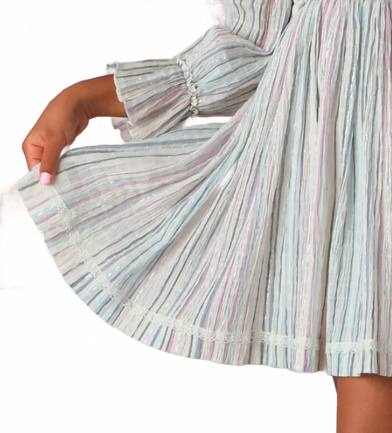 Детское платье для девочек с бретелями на бретелях Tilly Stripe Dress Ooh! La, Sky Blue And Lilac — фото 2