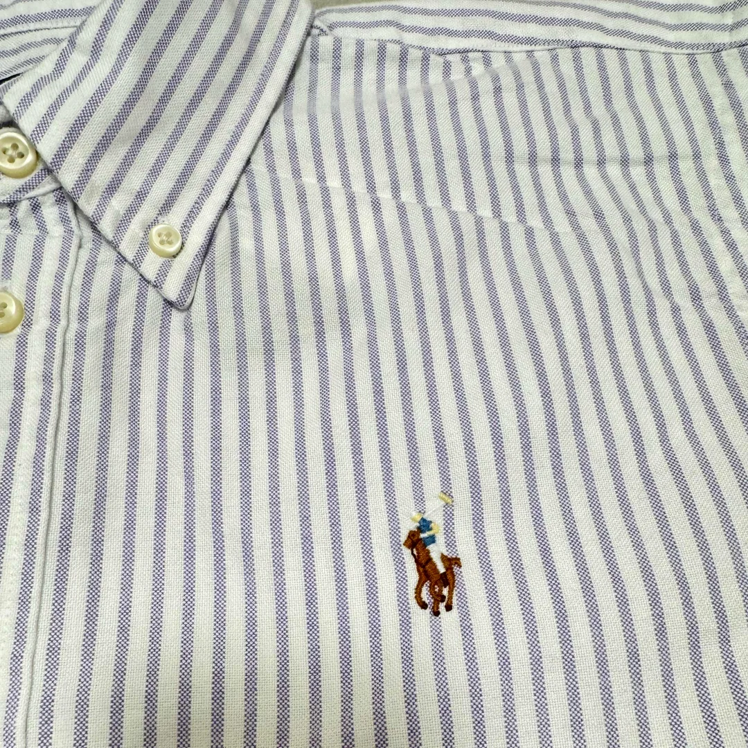 Женская рубашка с лацканами Purple White Stripes Polo Ralph Lauren, Purple White Stripes — фото 4