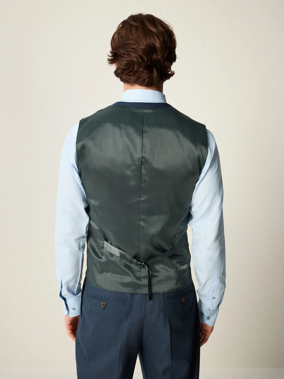 Жилет Slim Fit из фланели Next, синий — фото 3