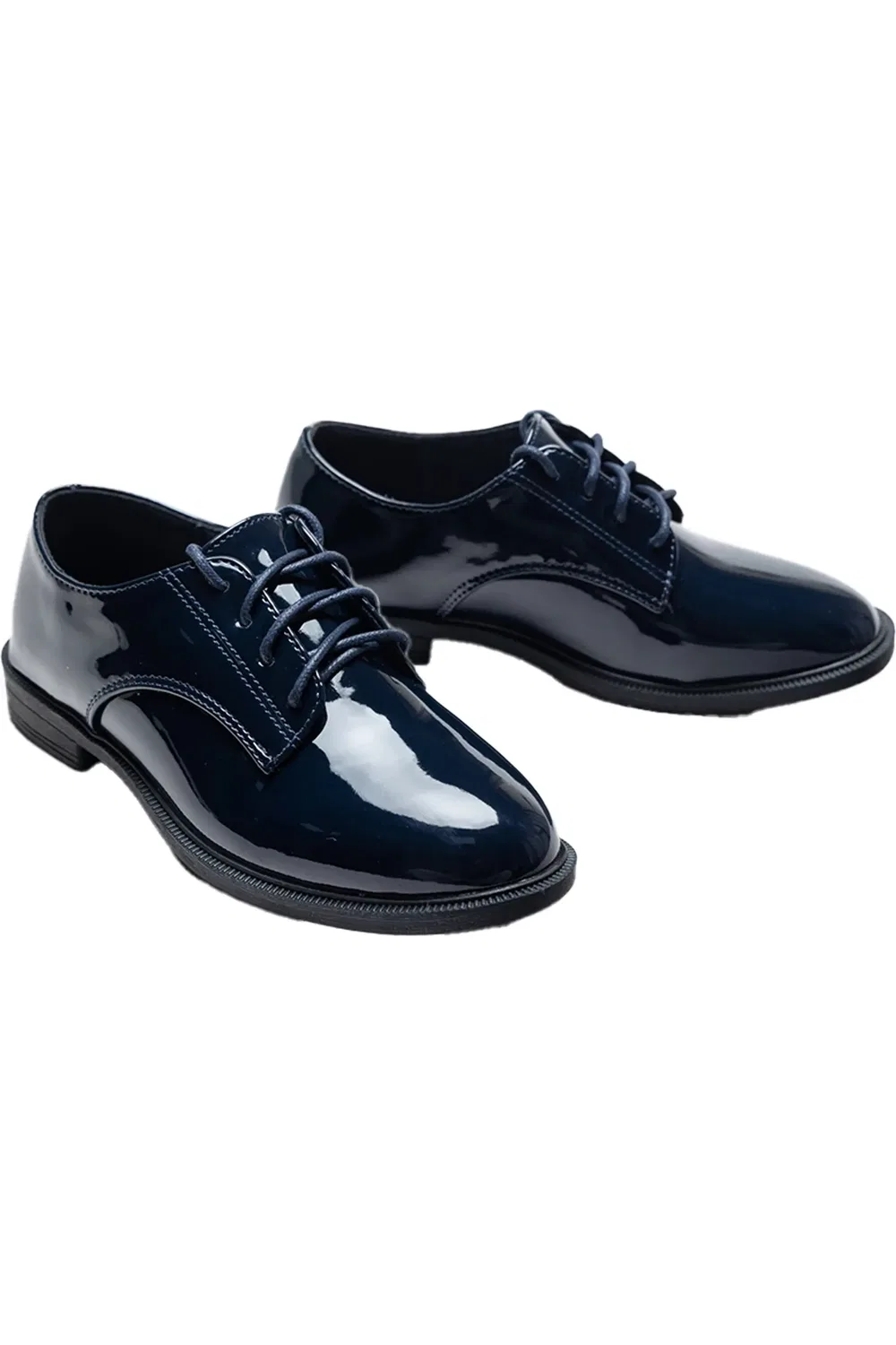 Детские туфли оксфорды на шнуровке Patent Oxford MOUSTACHE, темно синий — фото 3