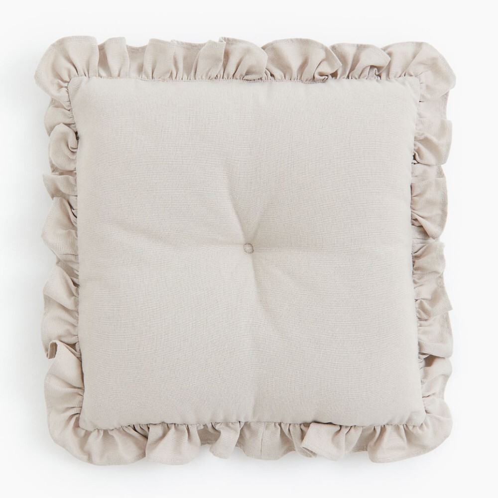 

Подушка на стул H&M Home Ruffle-trimmed Cotton, серо-бежевый