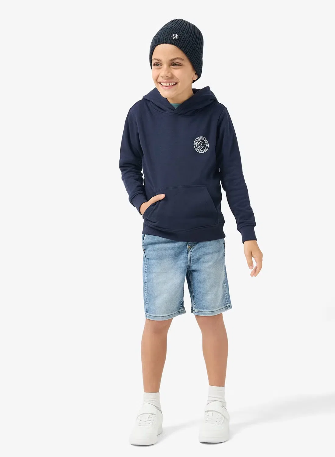 Худи с принтом jjalliance Jack & Jones Junior, темно-синий — фото 4