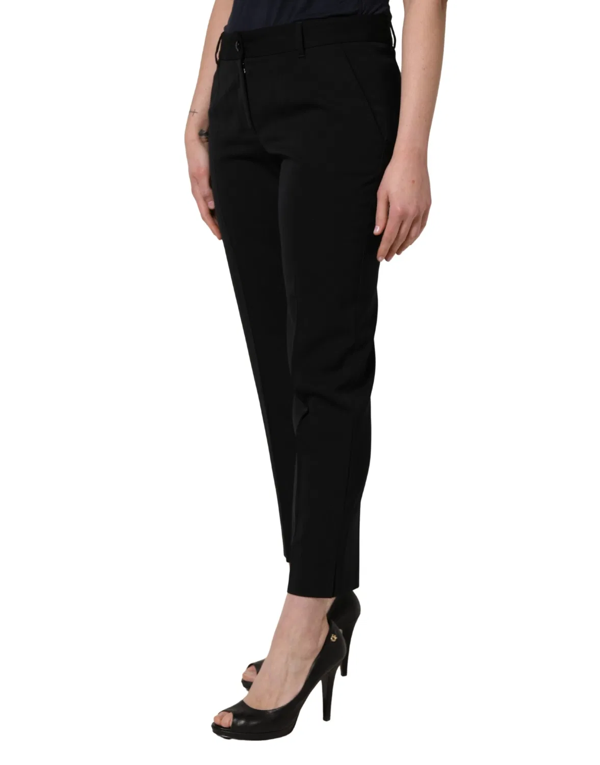 Женские брюки с завышенной талией укороченные Cropped pants Dolce & Gabbana, Black — фото 3