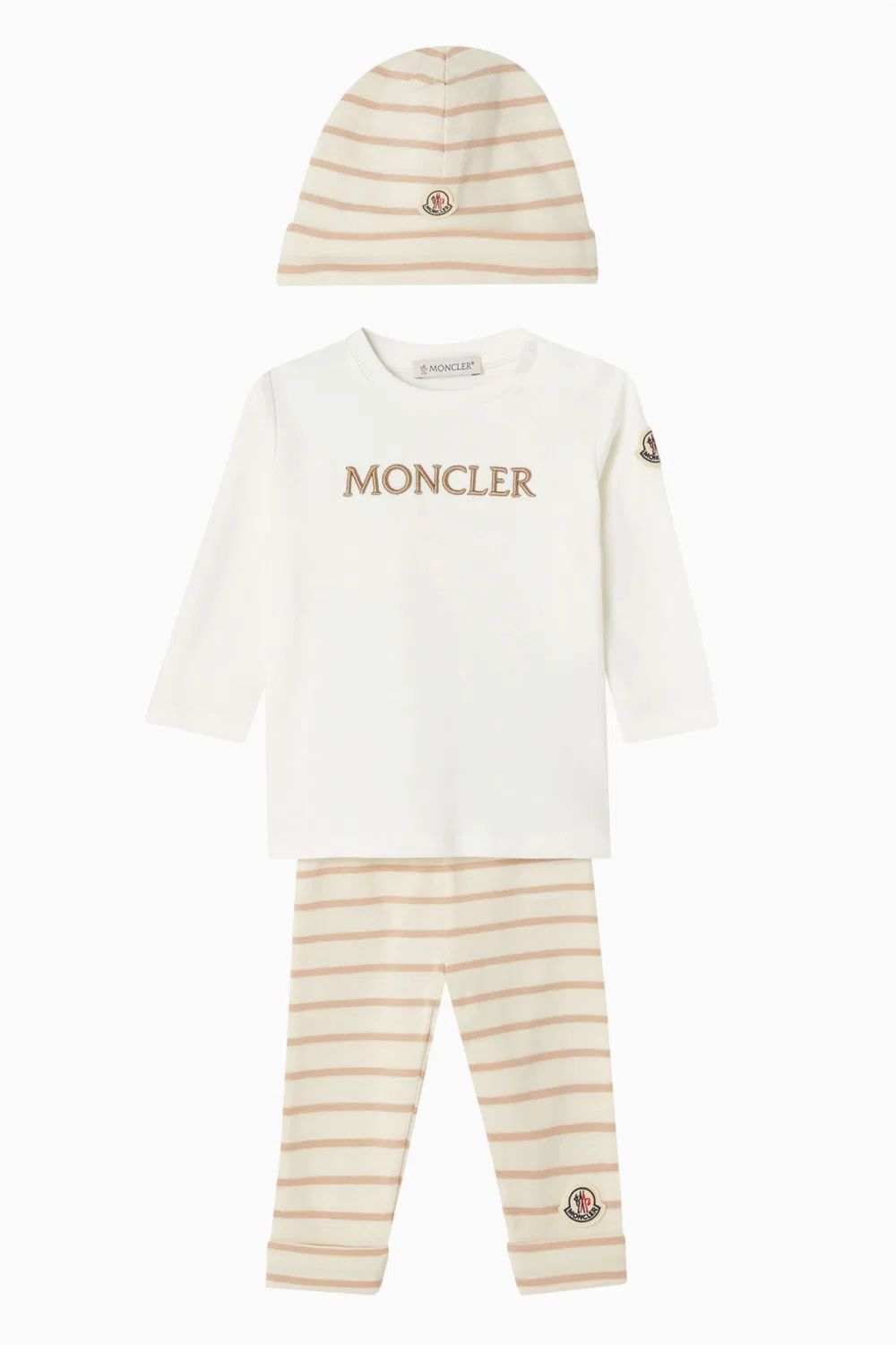 Комплект из 3 предметов из хлопка Moncler Enfant, коричневый