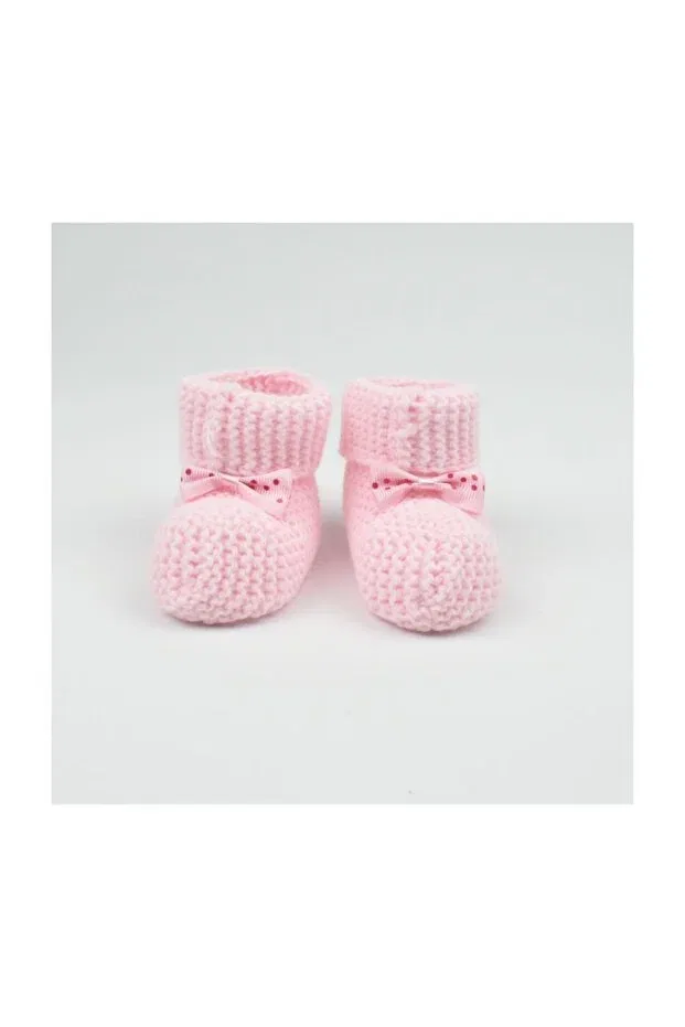 Детские пинетки для новорожденных вязаные Bibaby, Pink