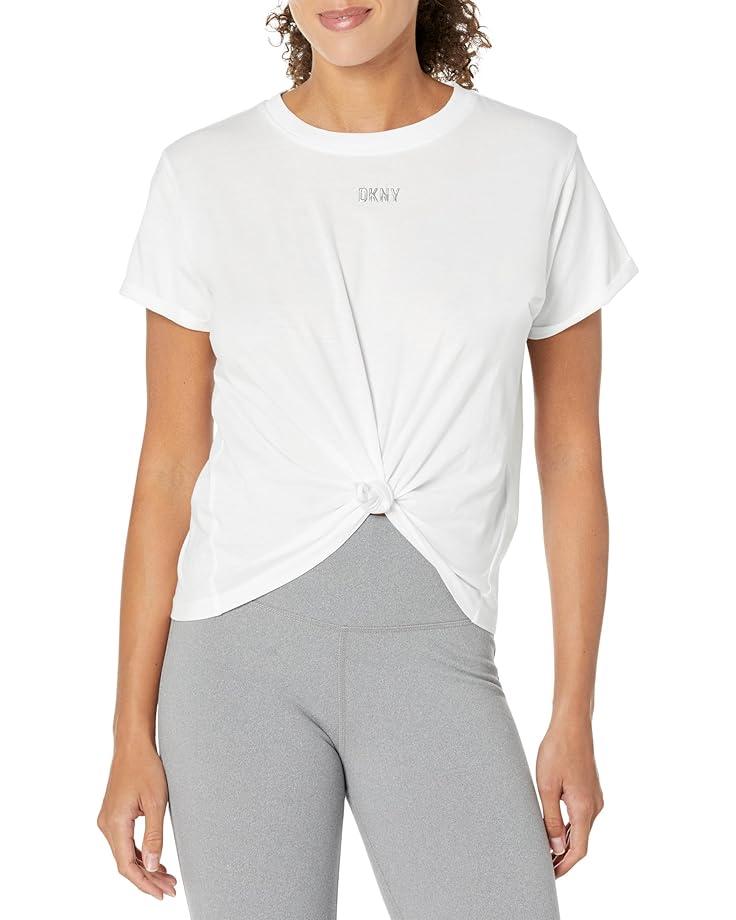 

Футболка DKNY Metallic Logo Boxy Knotted Tee, цвет White/Silver