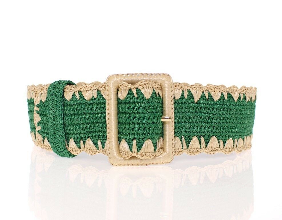 

Элегантный подиумный плетеный пояс-корсет из рафии Dolce & Gabbana, зеленый