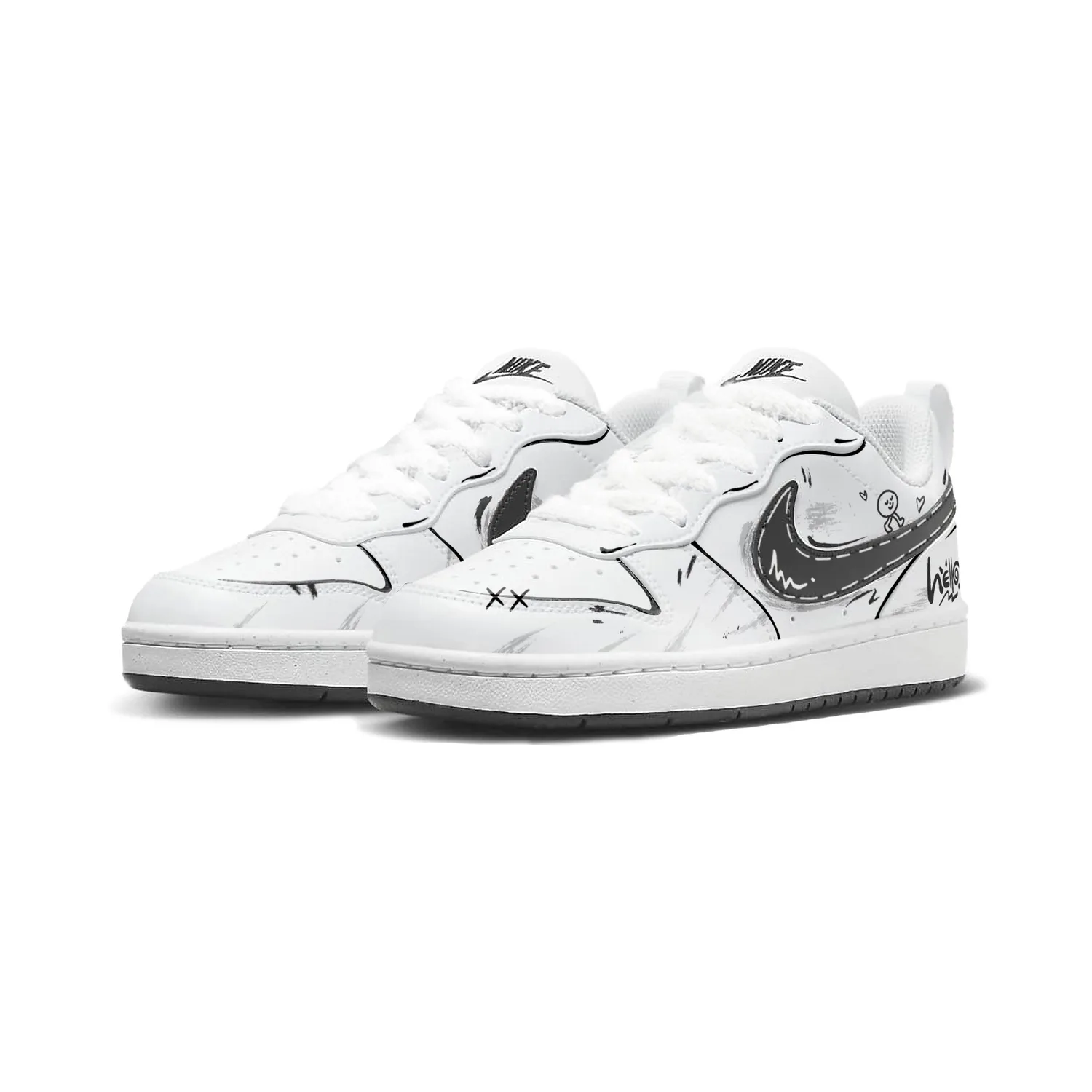 Nike Кроссовки для скейтбординга Court Borough Hello Graffiti из искусственной кожи, черные — фото 4