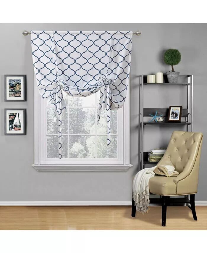 

Шторка для оконной шторы Living Shabby Chic Trellis Quatrefoil с одинарной завязкой — 42 дюйма в ширину x 63 дюйма в длину, темно-синий Kate Aurora, синий