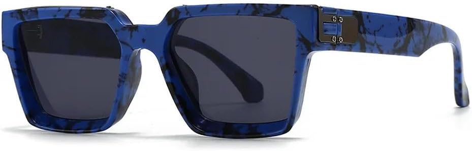 

Классические винтажные квадратные солнцезащитные очки с заклепками для женщин и мужчин, популярные роскошные солнцезащитные очки в стиле панк, очки для активного отдыха и вождения HYYZZC, Blue Black