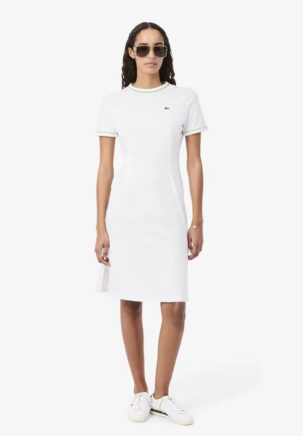 Платье трикотажное Lacoste Blanc Vertsm, однотонное, зеленое