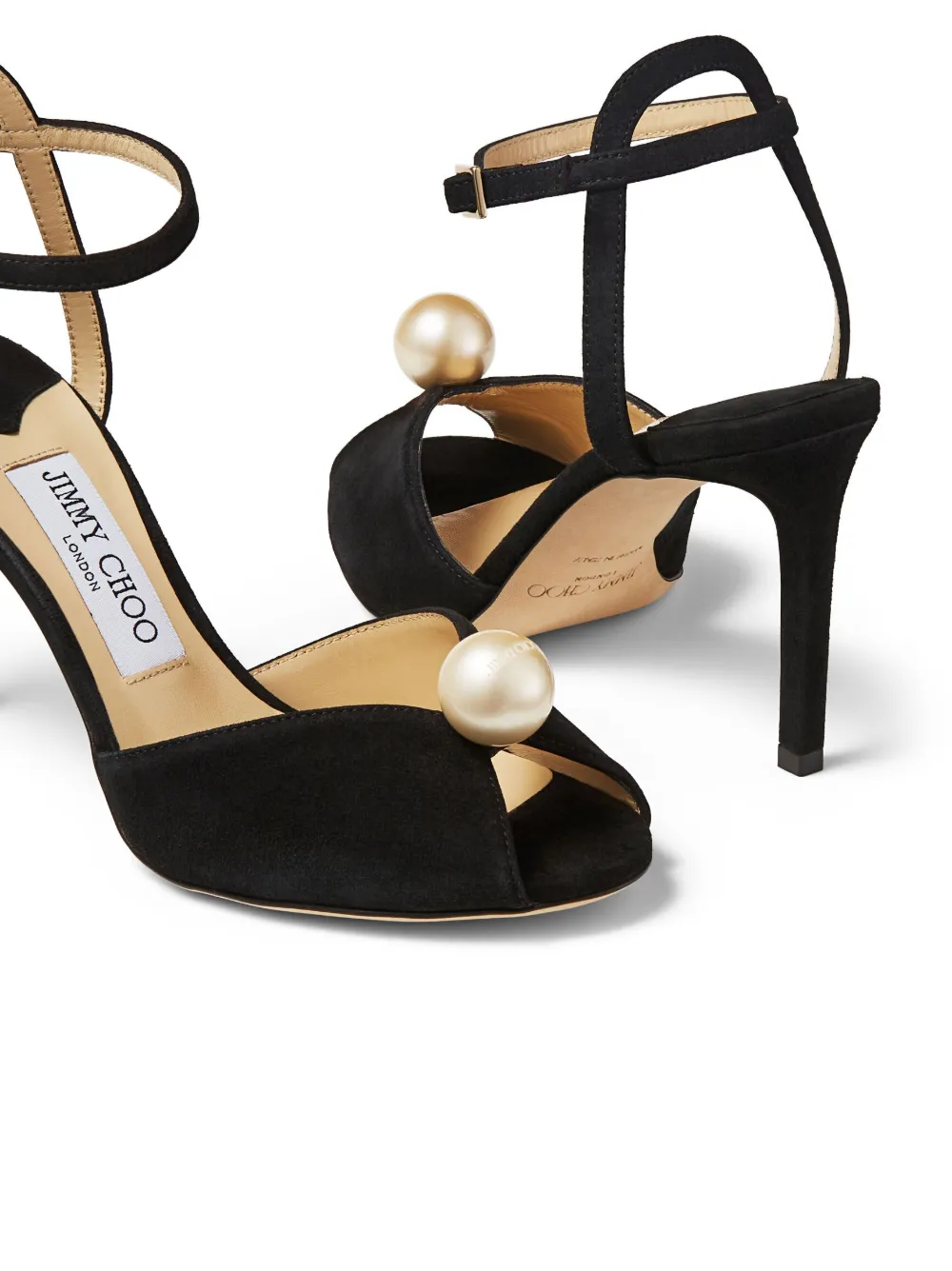 Босоножки Sacora 85 с искусственным жемчугом JIMMY CHOO, черный — фото 4