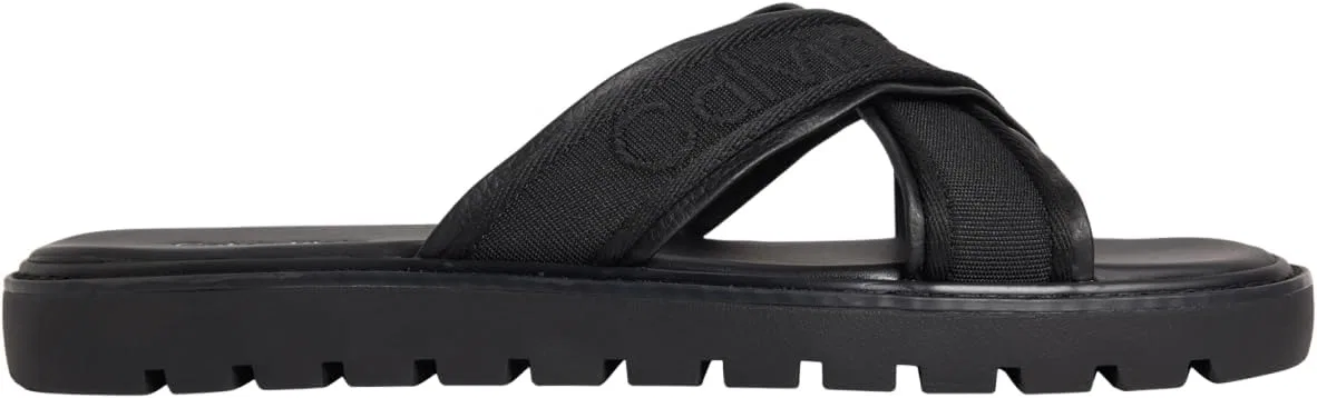 Мужские сандалии Calvin Klein Sq Molded Xcross Wb Hm0hm02101 на плоской подошве, Black Triple Black