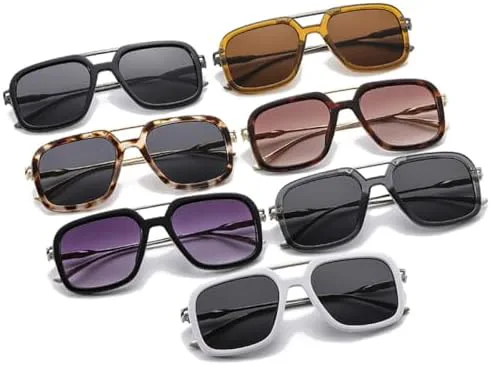 

Мужские солнцезащитные очки в стиле ретро с двойной перемычкой, квадратной формы, защита от УФ-излучения UV400, модные солнцезащитные очки для женщин MTZJH, Gray Gray