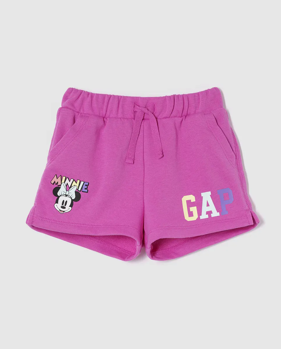 

Мягкие флисовые шорты с логотипом GAP и детской графикой Минни Маус, цвет Rosa