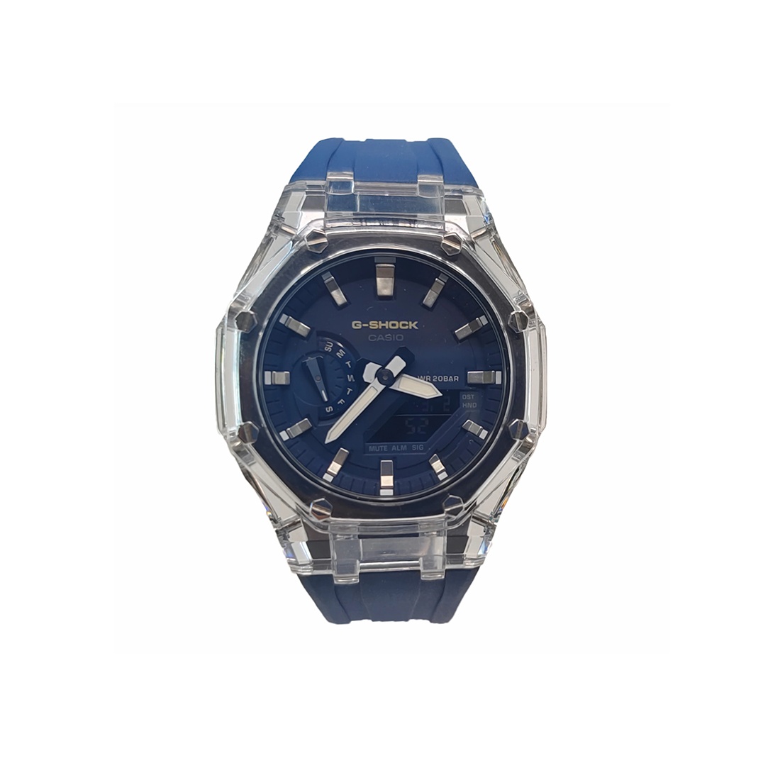

CASIO Часы Men Liquid Crystal/Analog Dual Display Series Black Watch, Glacier Dark Blue Silver