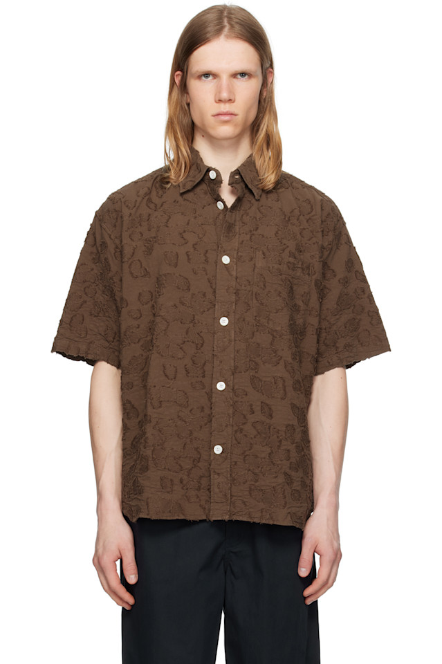 

Оверсайз рубашка с фигурным краем с коротким рукавом Norse Projects, цвет chestnut
