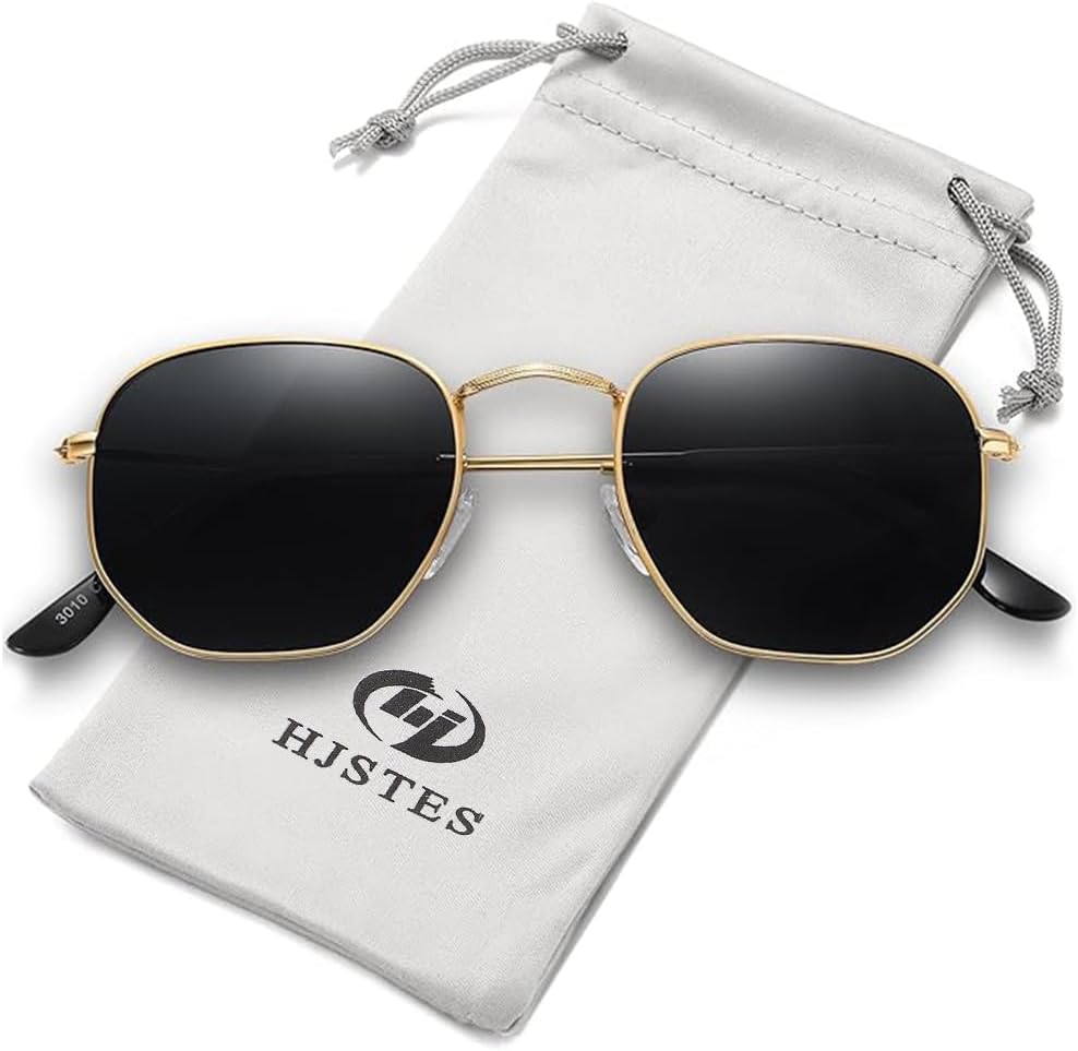 

Солнцезащитные очки HJSTES маленького размера с поляризацией, модные, в шестиугольной металлической оправе, с зеркальными линзами и защитой от УФ-излучения, A01 Gold/Grey