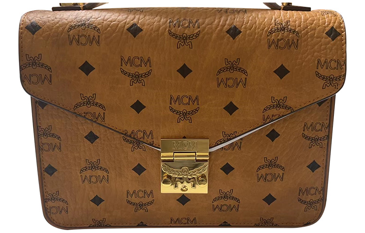 

MCM Кожаная женская сумка среднего размера коричневая и коньячная