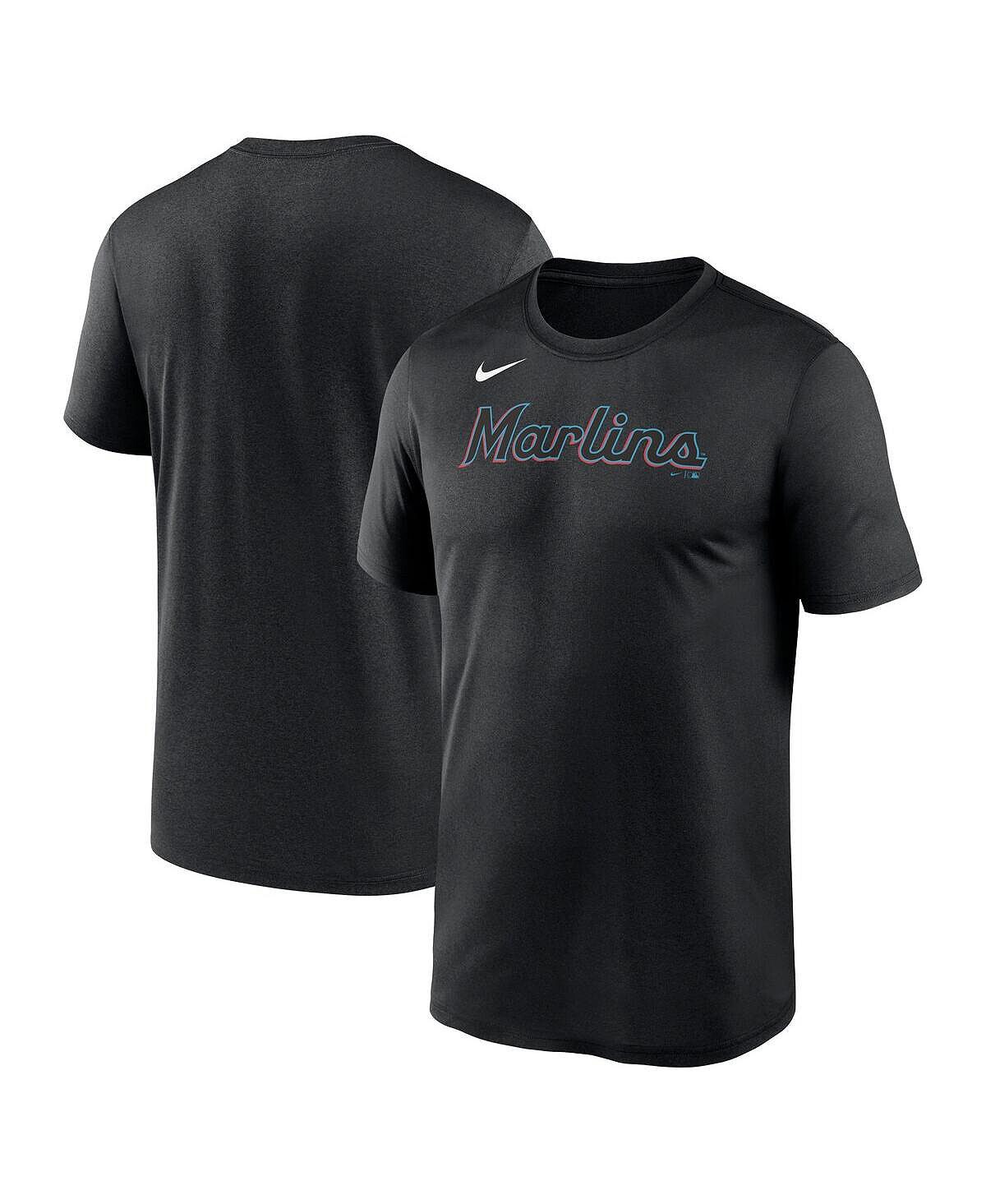 

Мужская черная футболка с надписью Miami Marlins New Legend Nike, Черный, Мужская черная футболка с надписью Miami Marlins New Legend Nike