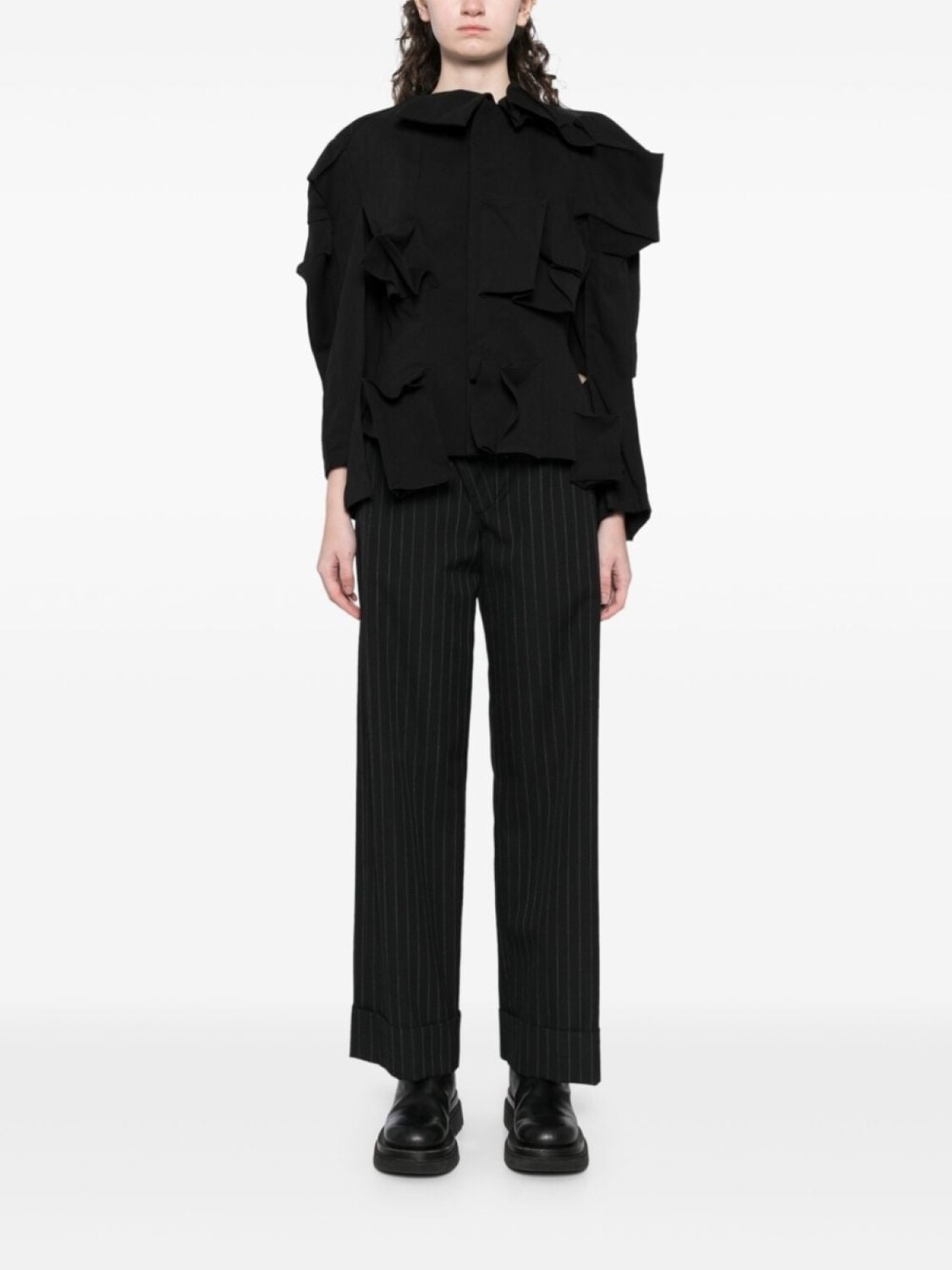 Твиловый жакет с драпировкой Yohji Yamamoto, черный — фото 2