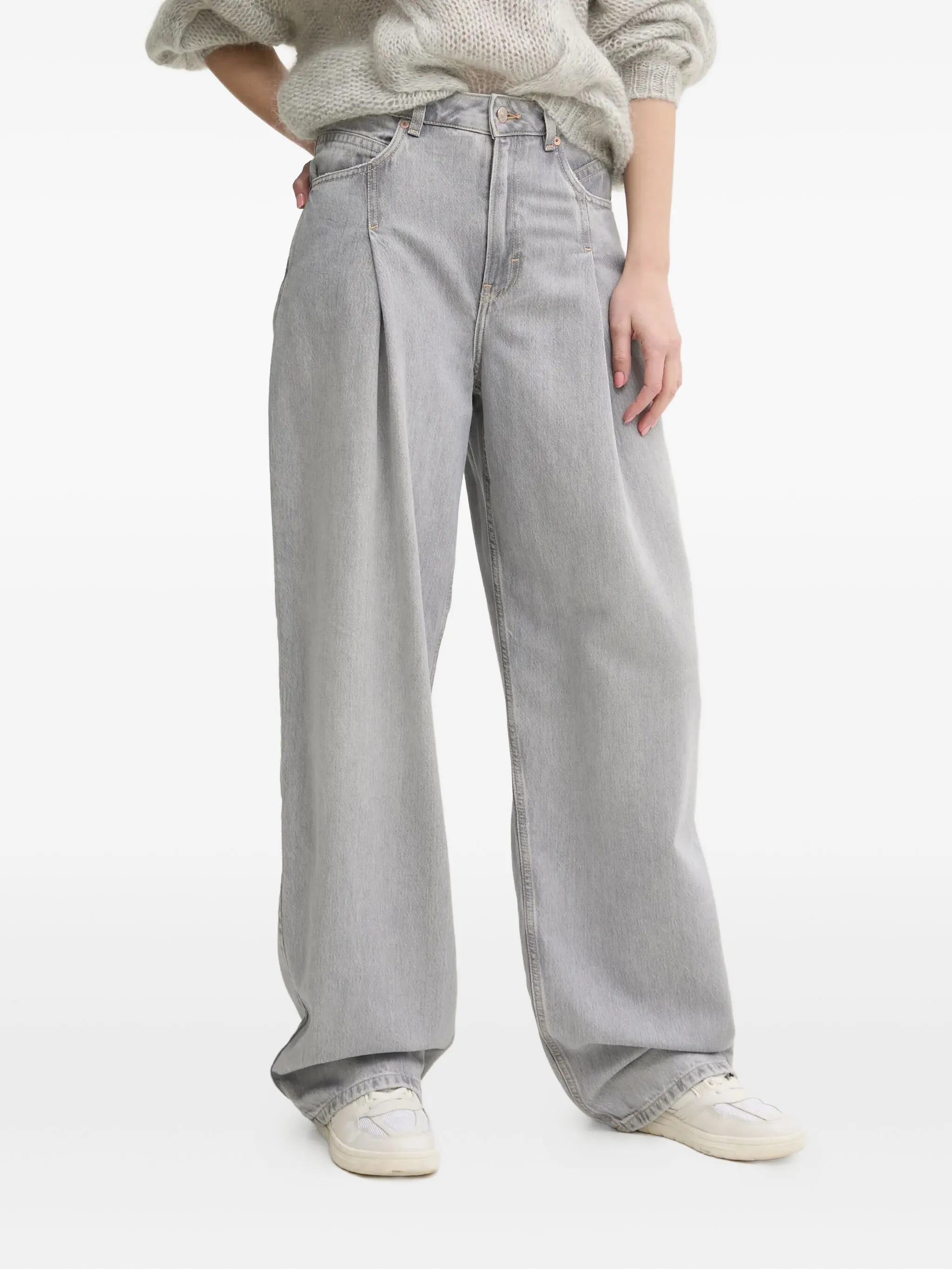 

Широкие джинсы со складками Boss, серый