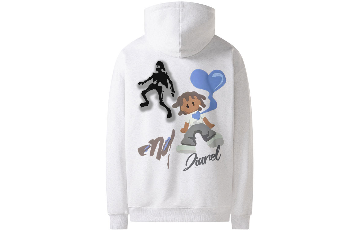 

Толстовка Unisex Hooded Moderate Heavyweight ZIAREL, белый heather серый