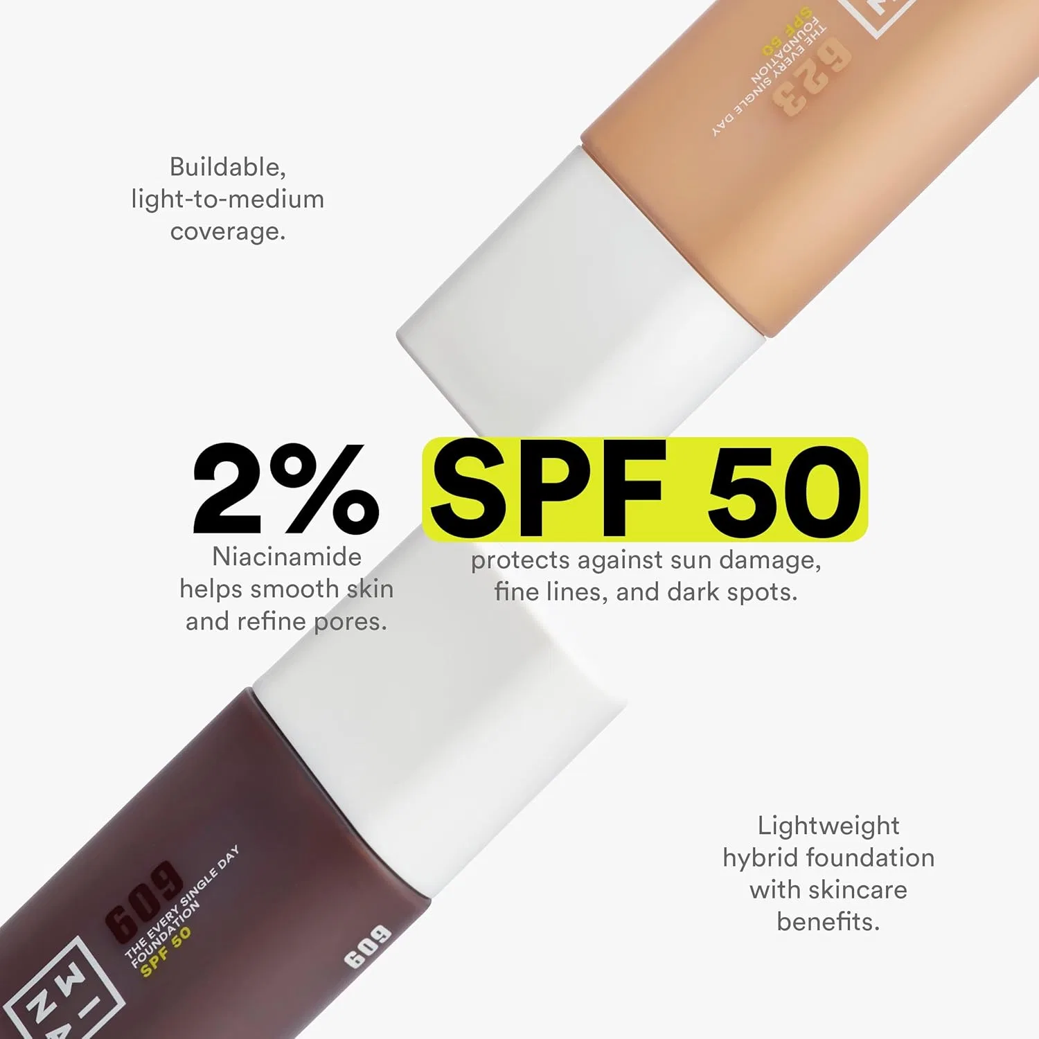Тональный крем «The Every Single Day Foundation SPF 50» от 3INA MAKEUP 3Ina, 623 - Light To Medium Warm Tone — фото 3